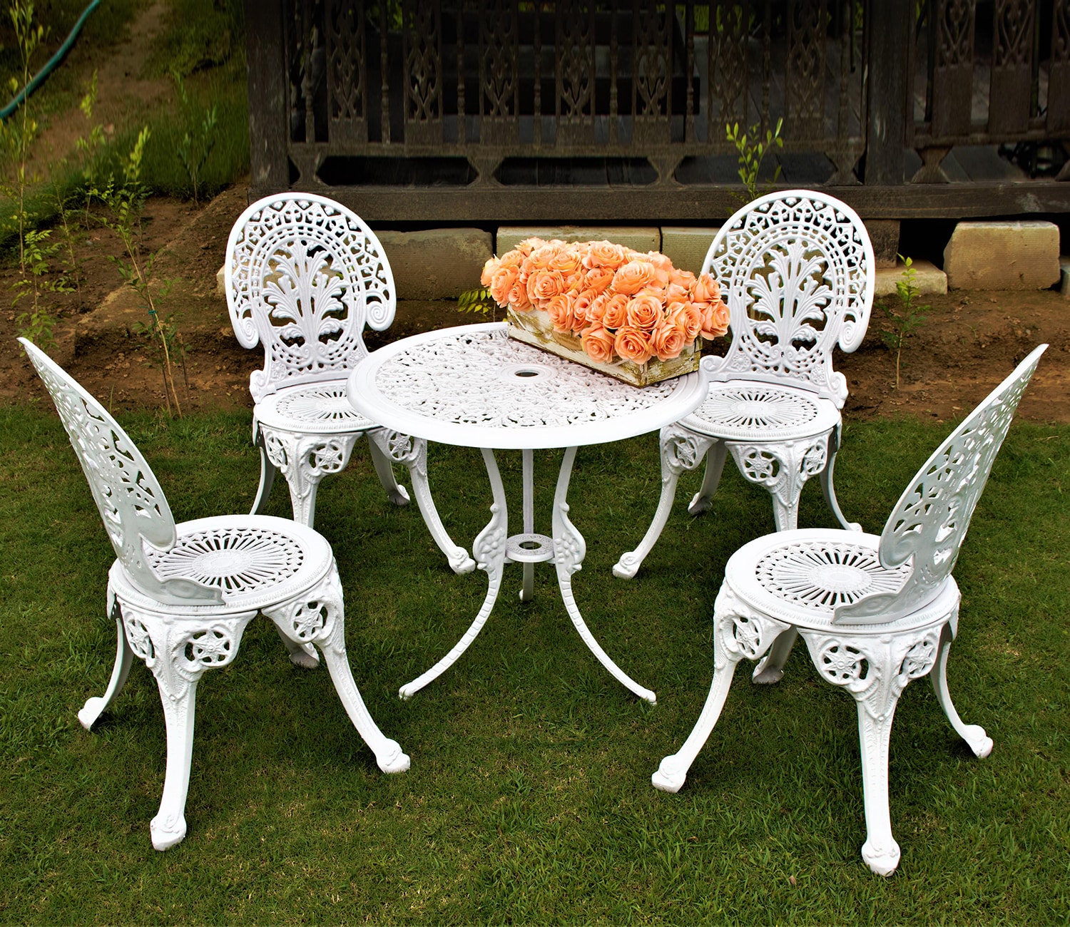 Chair Set Vintage Cast Aluminium Garden Furniture Cast Aluminum