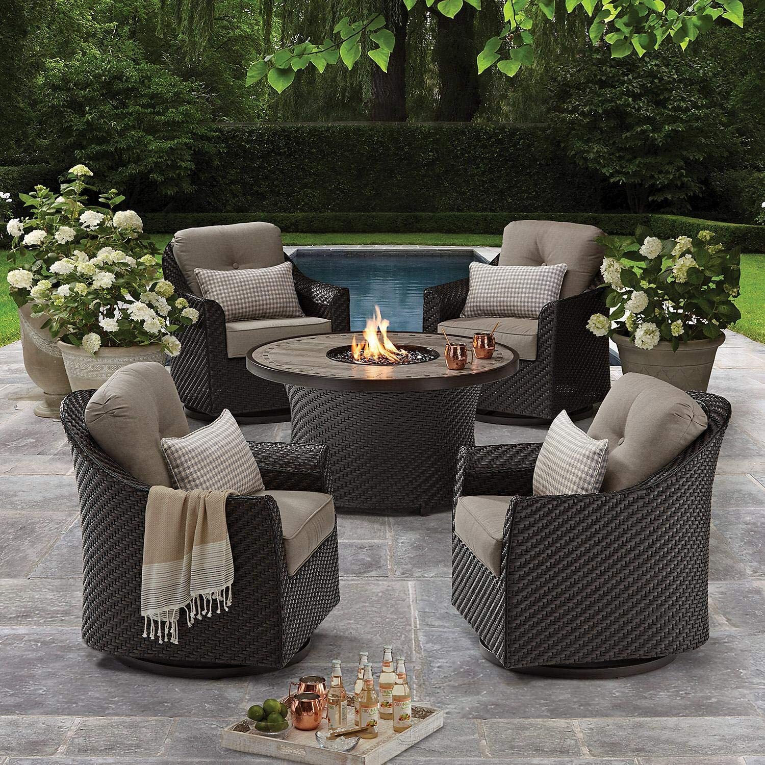 Outdoor Patio Furniture Set with 2-6 Seating Capacity and Weather