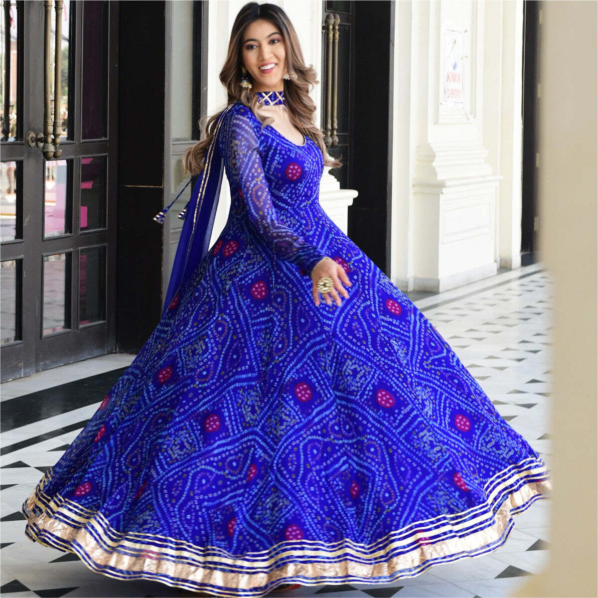 Embroidered Anarkali Suit, Georgette, Full Sleeves in Chennai at