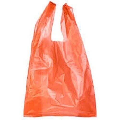 Orange 50 um Plastic Polythene Carry Bag for 10 kg Shopping in