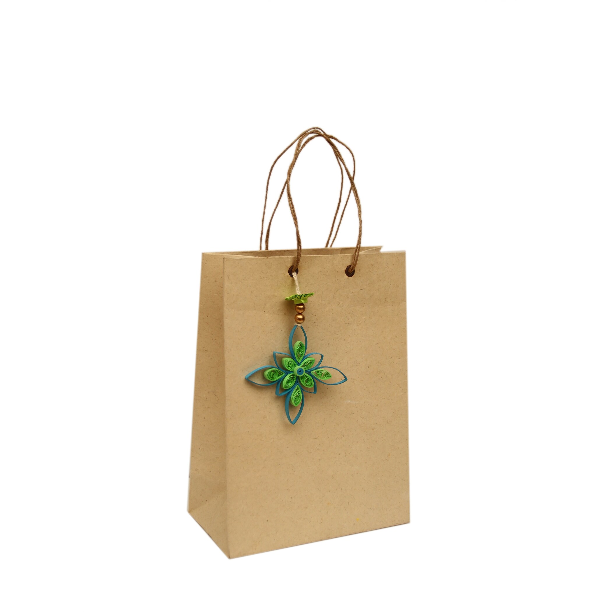 Geometric Printed Canvas Medium Shopping Bag with Loop Handle in