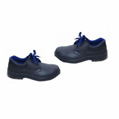 Commercial Black Leather Black Safety Shoes in Delhi at ₹ 420