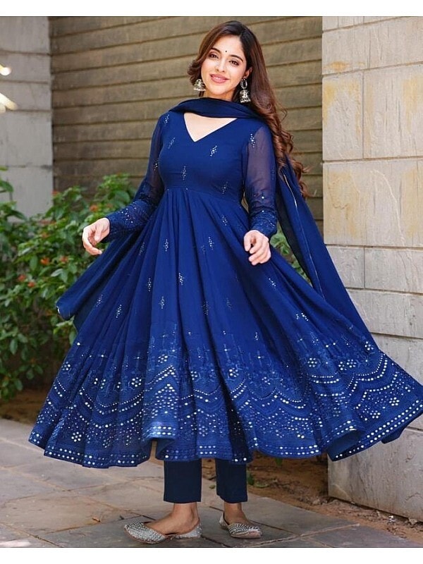 party wear cotton anarkali dress Cotton Printed Anarkali Kurta Set with Dupatta: Boho Ethnic Hand Block Print Dress