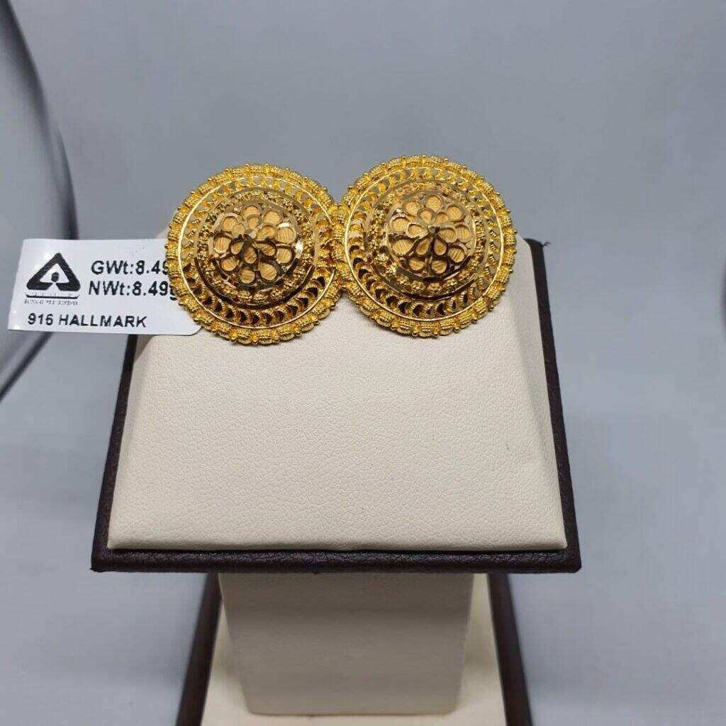 22k Solid Gold Contemporary Studs Earrings in Patna at ₹ 49,014