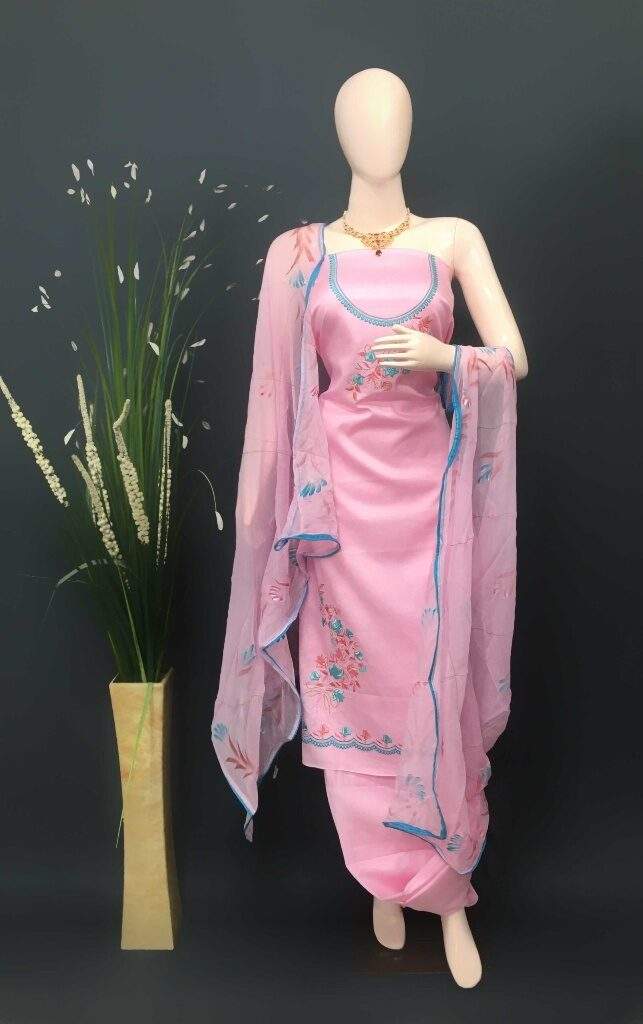 Pink Punjabi Suit All Colour Sublime Light Pink Color Faux