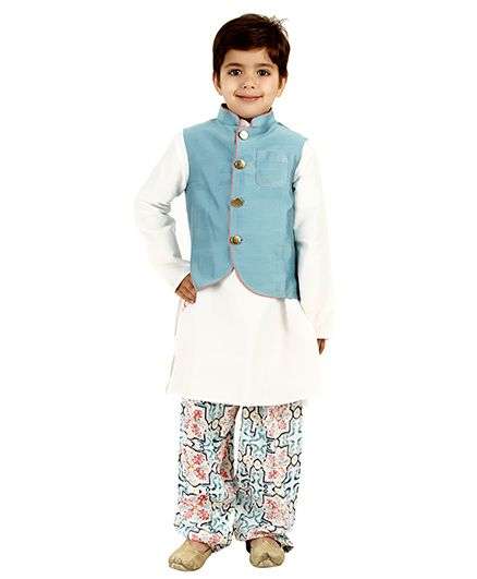 Buy Kidology Mughal Jacket Pathani Kurta Pajama Set Cloudy Blue White Features Price Reviews Online In India Justdial From the house of ahhaaaa, this boys dress consists of a pathani suit for boys. justdial