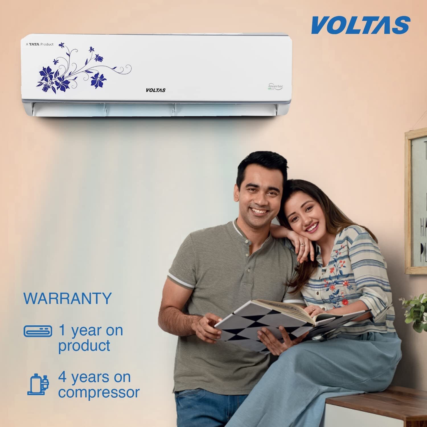 VOLTAS Inverter Split AC 184V SZS Floral(R32) Ton Star in
