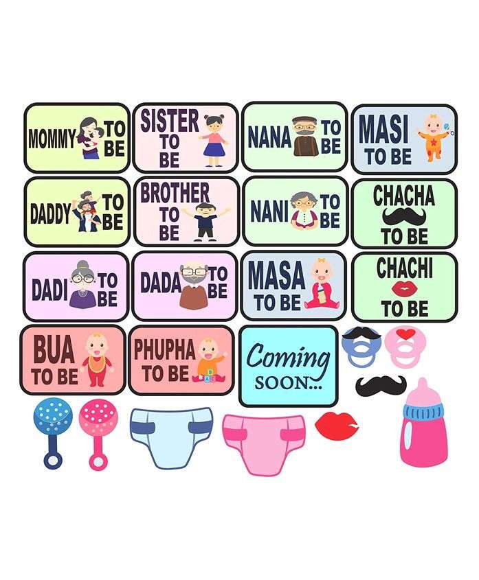 Buy Syga Baby Shower Party Photo Booth Props Multi Color 24