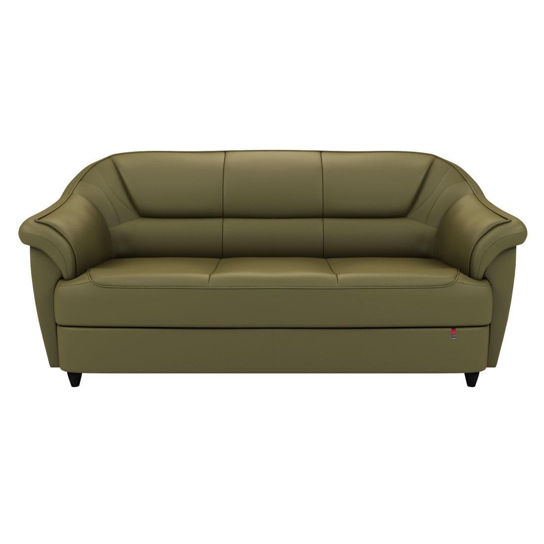 Seater Modern Leather Sofa (Olive Green), Dimension 195X69X86 cm