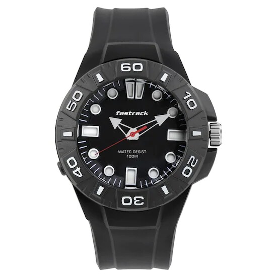 Fastrack 38043PP01 Trendies Black Dial Plastic Strap Watch in
