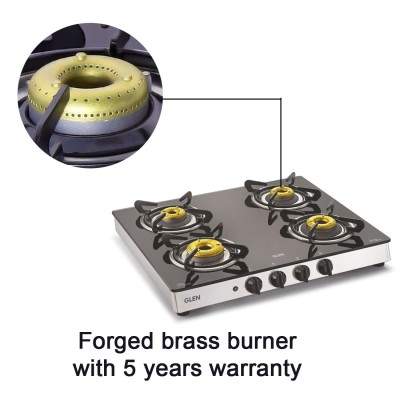 glen 4 burner glass cooktop 1049 gt forged brass burner