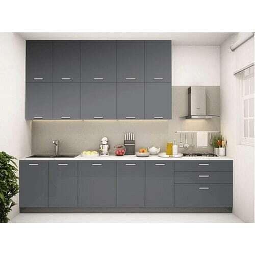 Stainless Steel and Wood Shelves Modular Kitchen Cabinet in