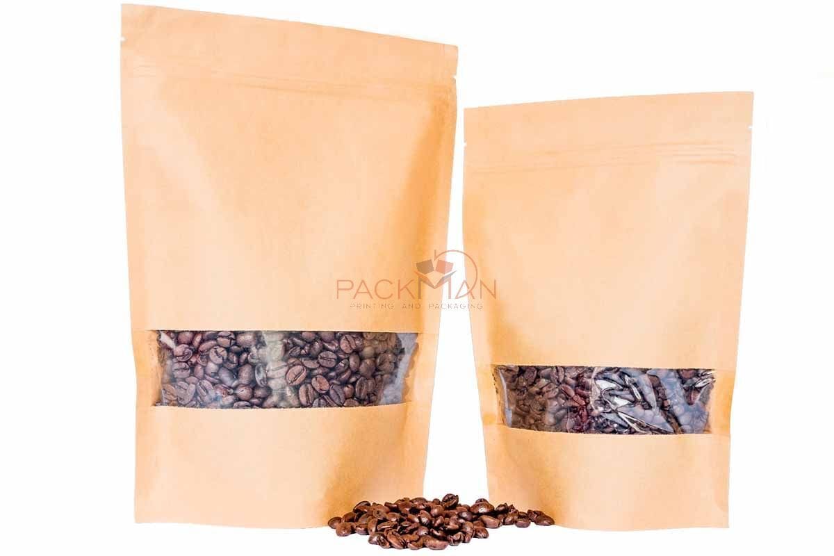 x Inches Kraft Finish Standup Pouches Zip Lock, Rectangle