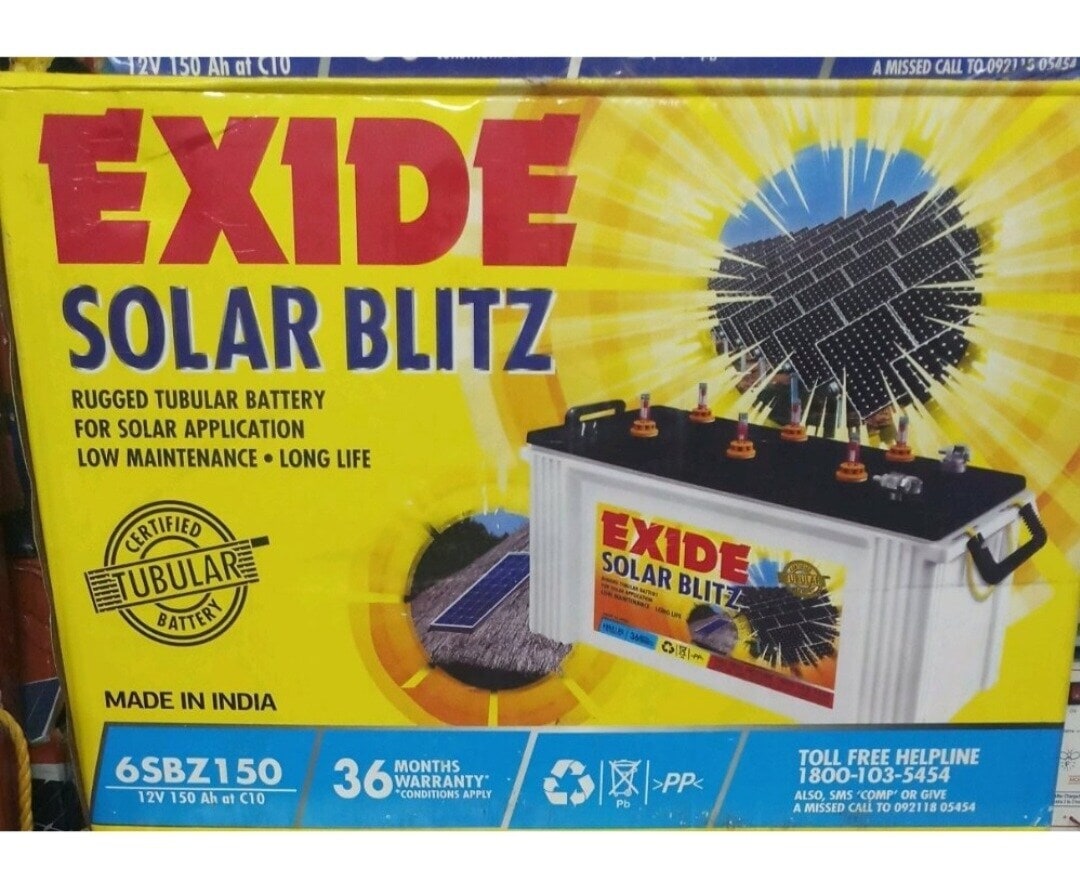 Brighte ELEKIBRUSH＋ Exide Solar Blitz Inverter Battery 6sbz150,Capacity: 150AH