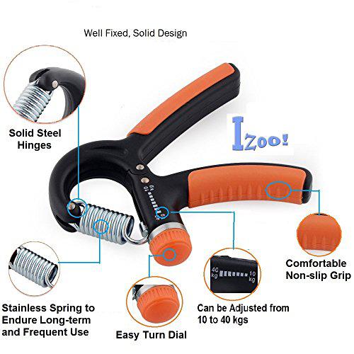 Buy Izoo Adjustable Hand Gripper- Best Handgripper Exerciser Strengthener, Hand Exerciser, Non-slip Hand Grip, Resistance 10kg to 40kg for gym,strong wrist, finger, forearms, Features, Price, Reviews Online in India - Justdial