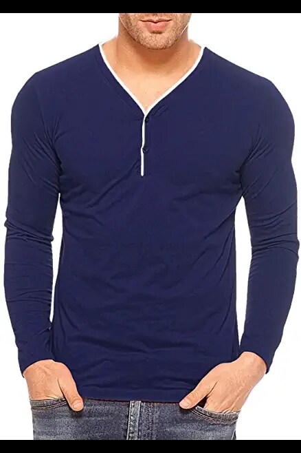 Dnmx Turquoise Blue Polo T Shirt Mens V Neck Full Sleeve T Shirt