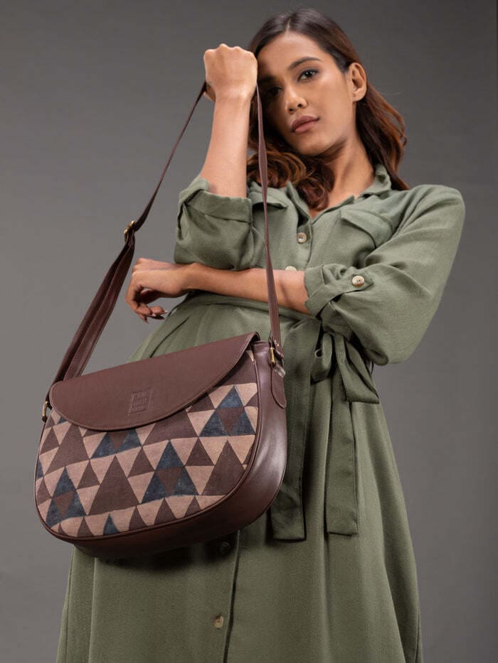 A Big Indian Story Ajrakh Sling Bags Brown