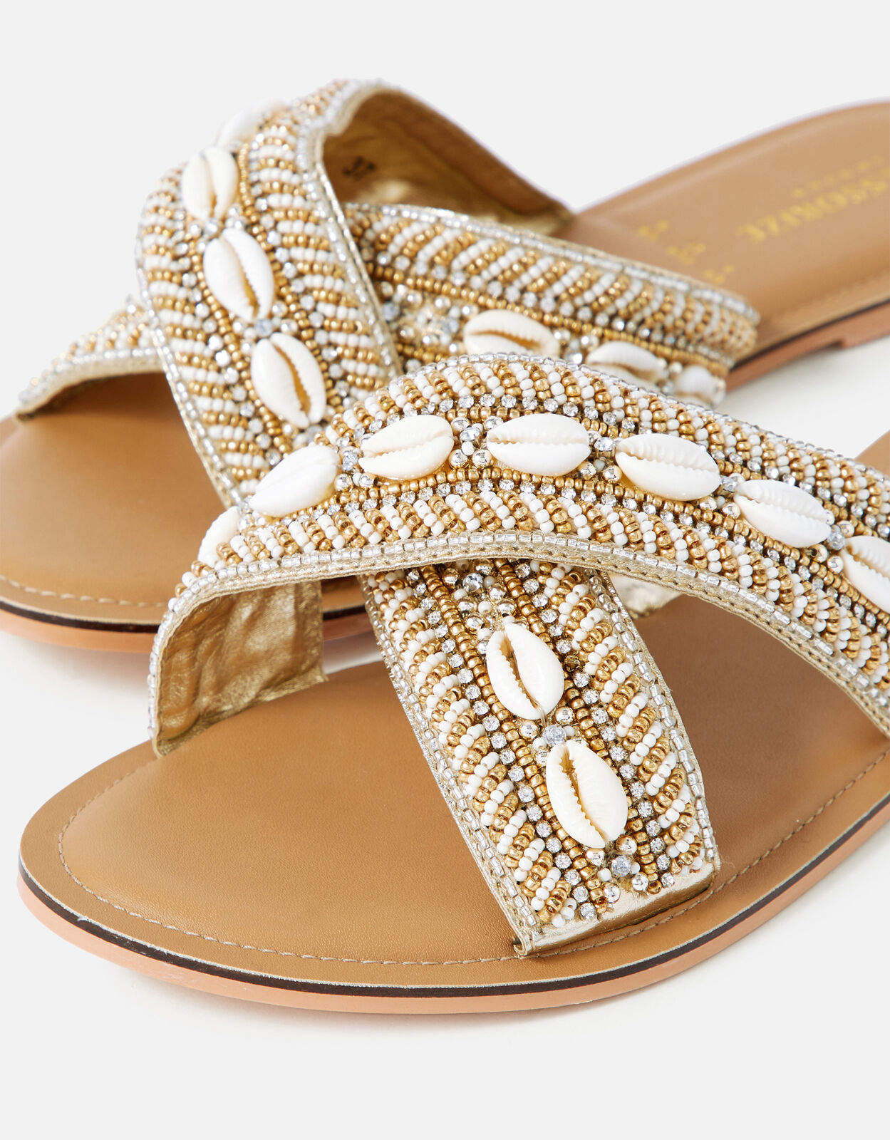 Accessorize 99504411 Cowrie Shell Beaded Cross-Over Sandals