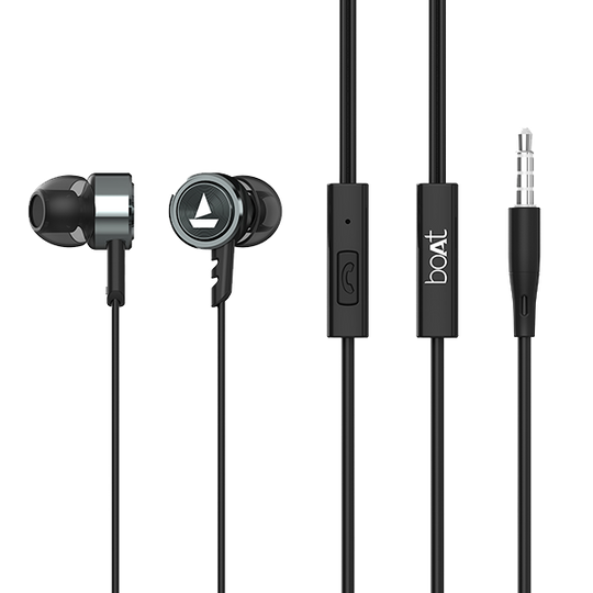 boAt Bassheads 122 Wired Headset with Mic (Gun Metal In the Ear