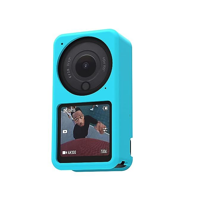 Action Pro Silicone Camera Case Cover Skin for DJI Action 2 Sports Camera (Blue)