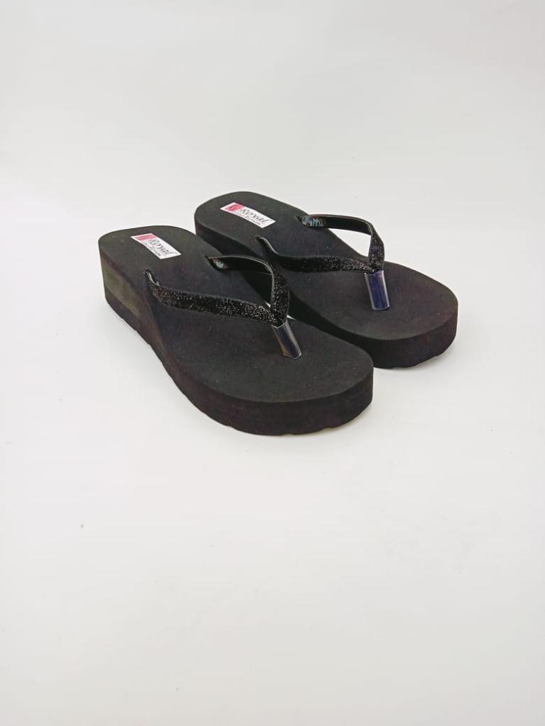 Adalite Women's Block Heel Slippers Pure Black Colour in Guwahati
