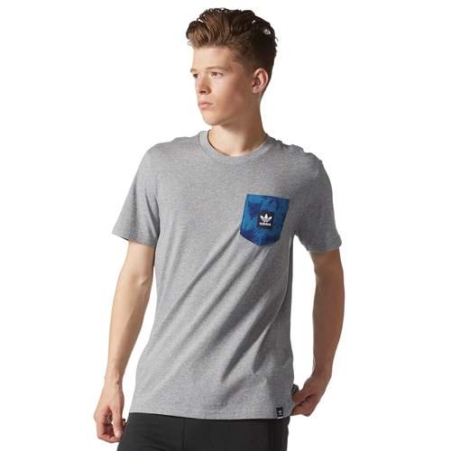 Adidas Men's Originals Crystal Pocket Tee (XL- Grey, Blue) in