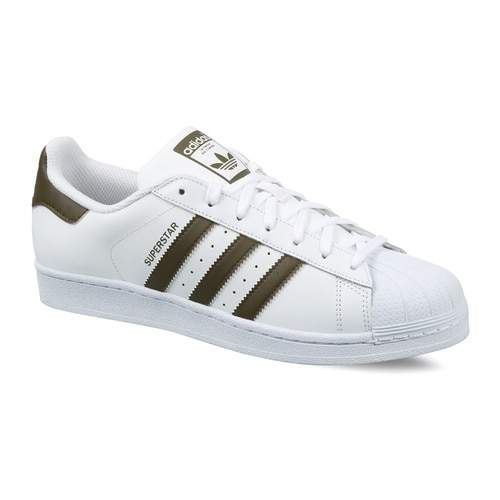 Adidas Men's Originals Superstar Shoes (6- White, Trace Olive) in