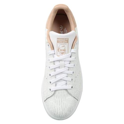 Adidas Stan Smith Synthetic Leather Shoes (8, White, Peach) in