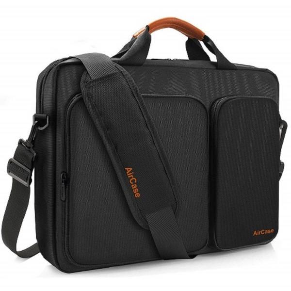 AirCase Black Nylon Messenger Laptop Bag Sleeve with