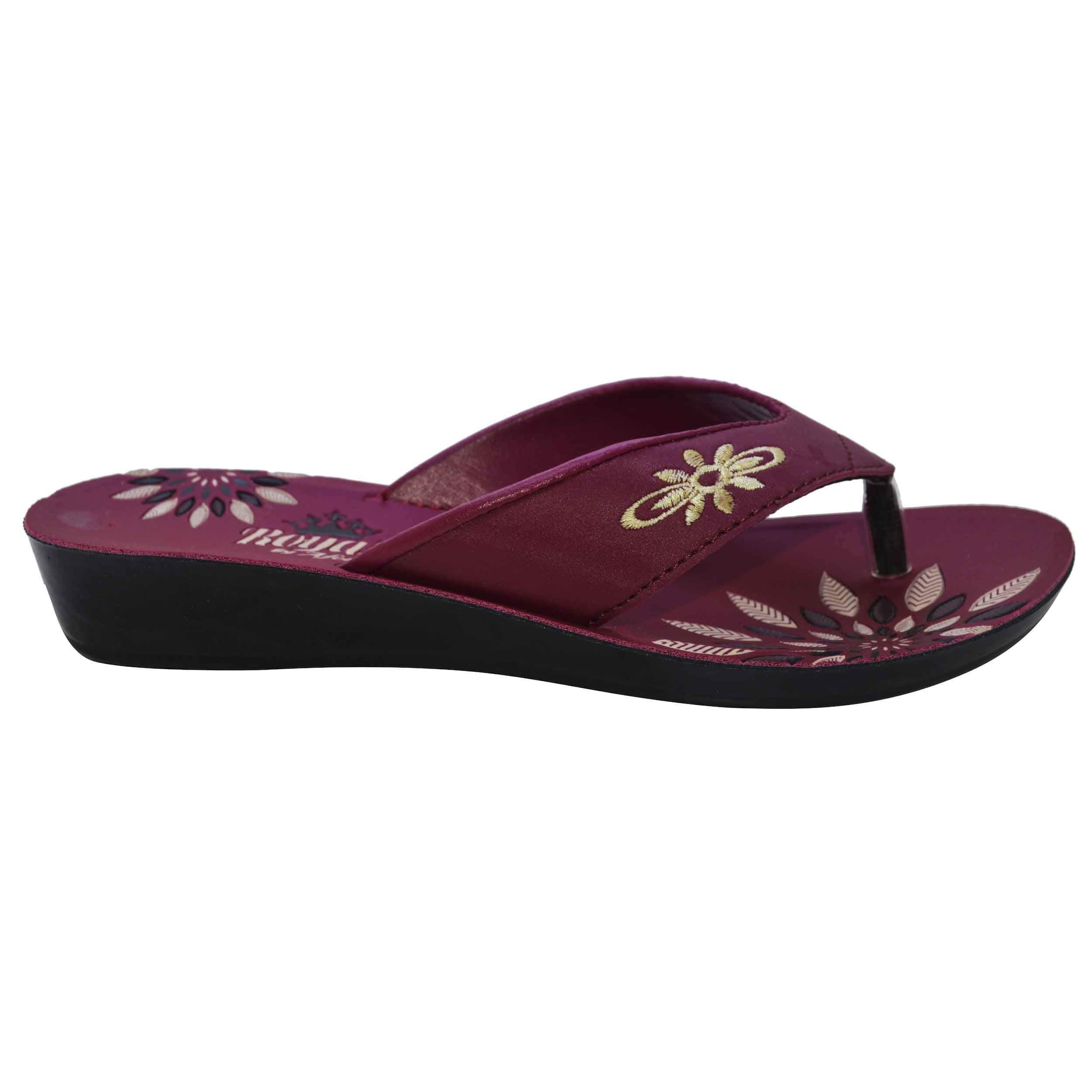 Ajanta Women's Classy Slippers (PU0670, Cherry) in Durgapur at - Main Image