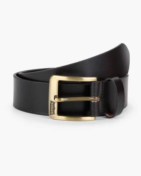LEVI'S Textured Leather Belt with Embossed Branding (Black) in