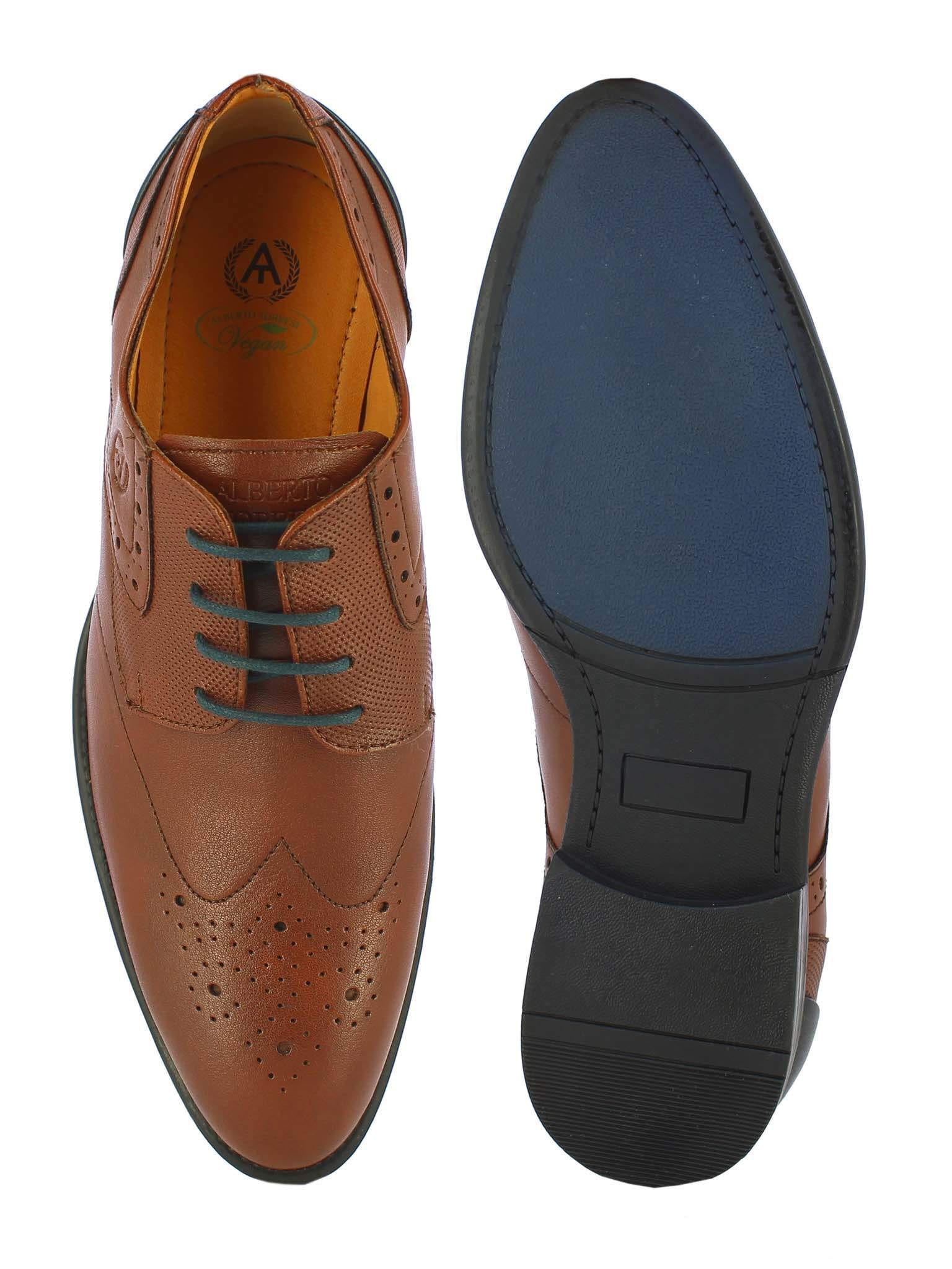 Alberto Torresi Faux Leather Mens Shoes (Size 43, Tan, Blue) in
