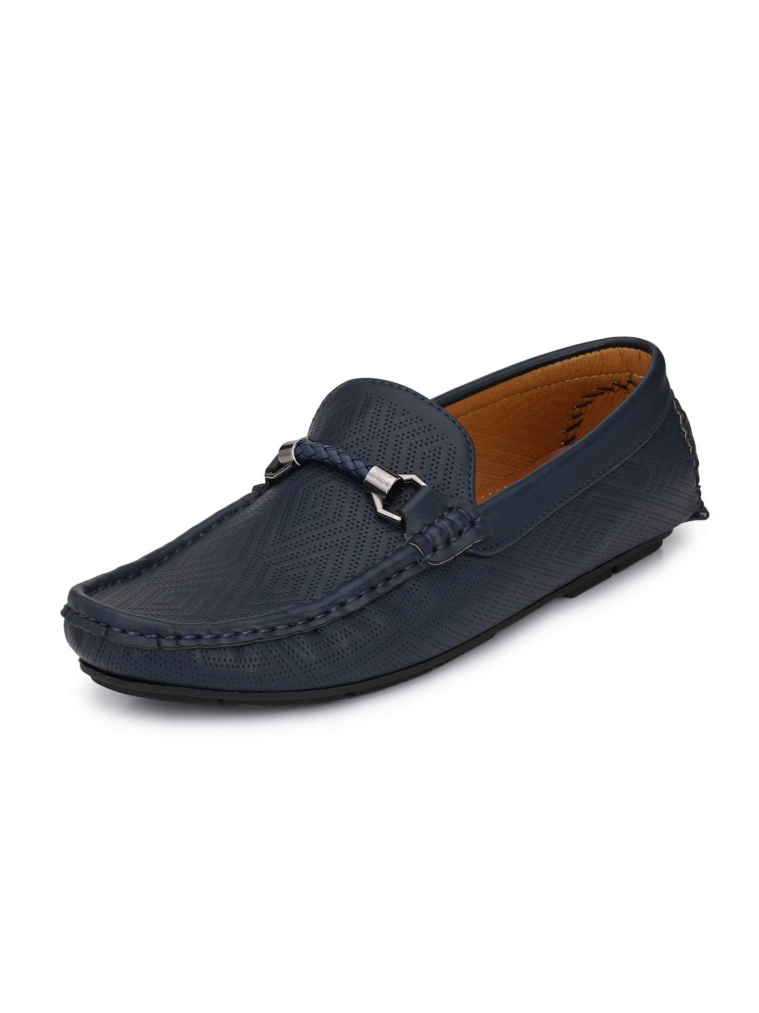 Alberto Torresi Adonis Self Patterned Loafers (Navy Blue) in