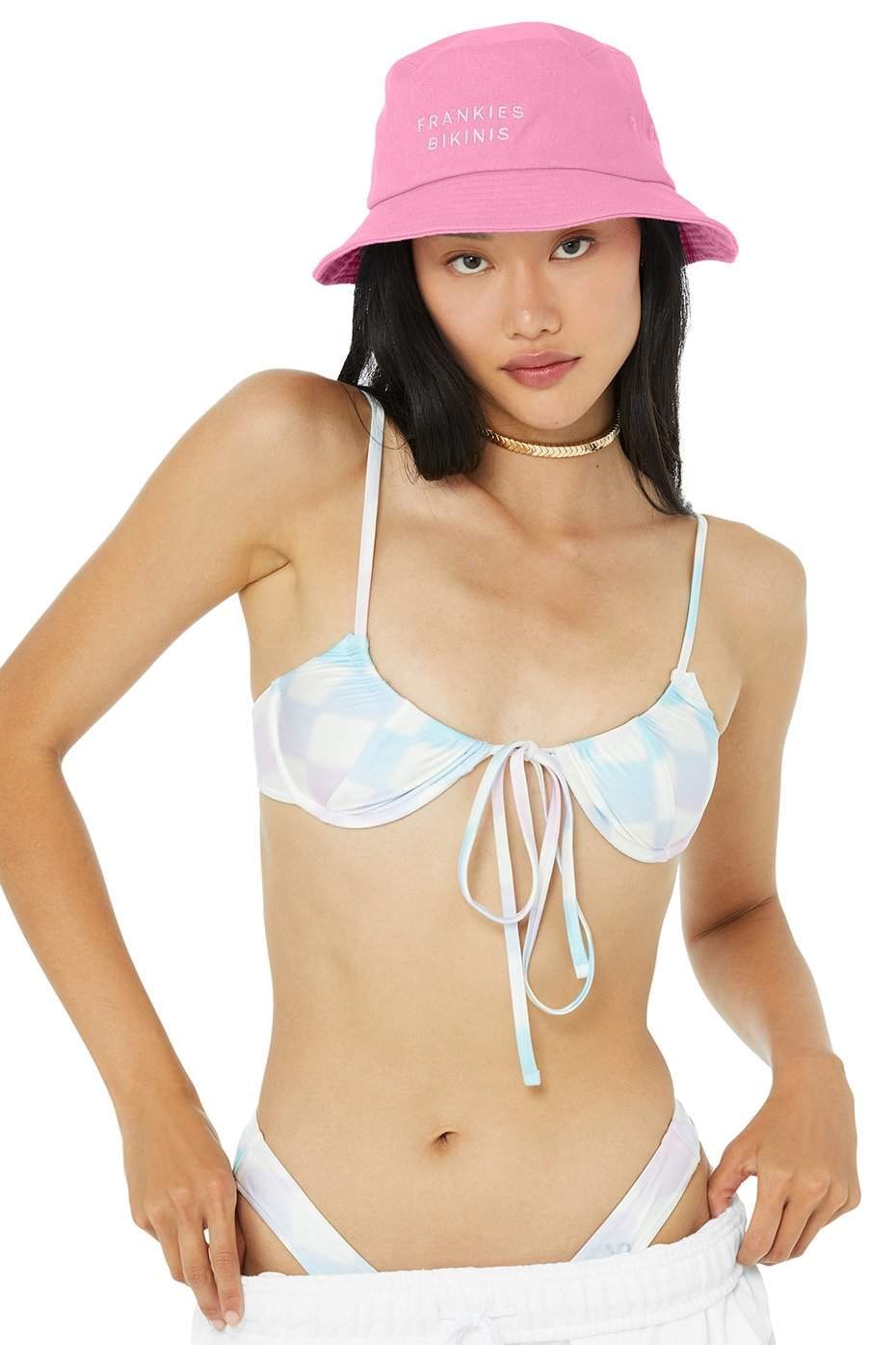 Alo x Frankies Bikinis Jax Bucket Hat 90s Pink medium large swim beach vacation Buy Alo Women Alo x Frankies Bikinis Jax Bucket Hat 90 main image 3