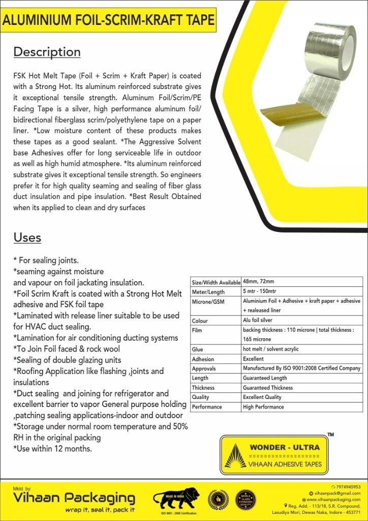 Aluminium Foil-Scrim-Kraft Tape