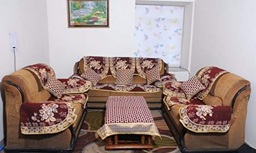 Buy Fab Nation Cotton 10 5 Seater Sofa Panels With 6 Arm Covers And Set Of 5 Cushion Covers And 1 Center Table Cover Brown Features Price Reviews Online In India Justdial
