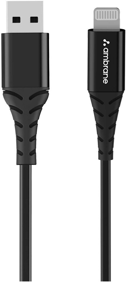 Ambrane ACL 11 Plus 3A Iphone Lighting Cable Meter (Black) in
