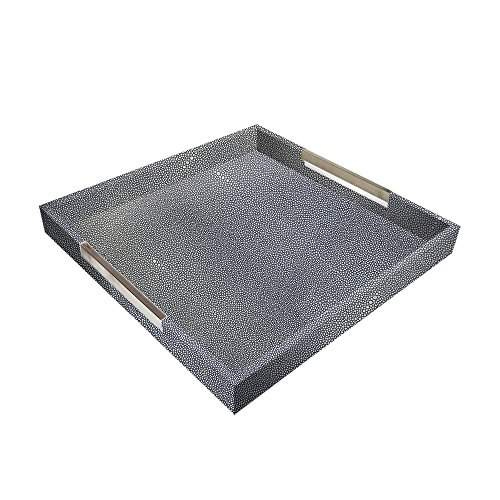 Buy American Atelier 1630006 White Amp Gray Square Tray With Silver Handles Features Price Reviews Online In India Justdial