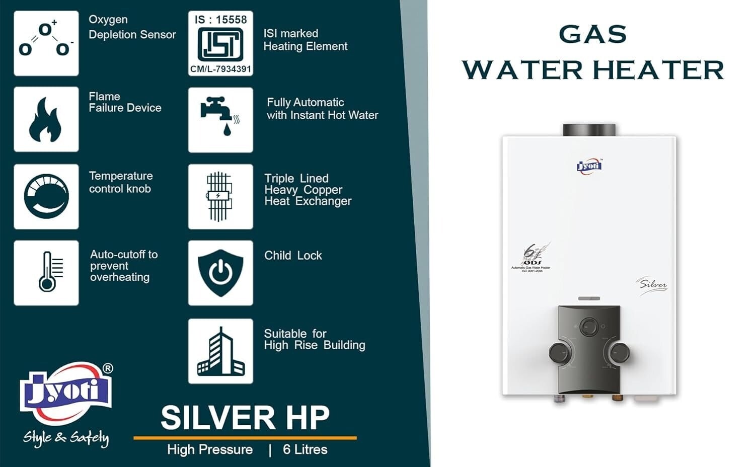 JYOTI Instant Gas Water Heater Gas Geyser (Silver) in Trichy at