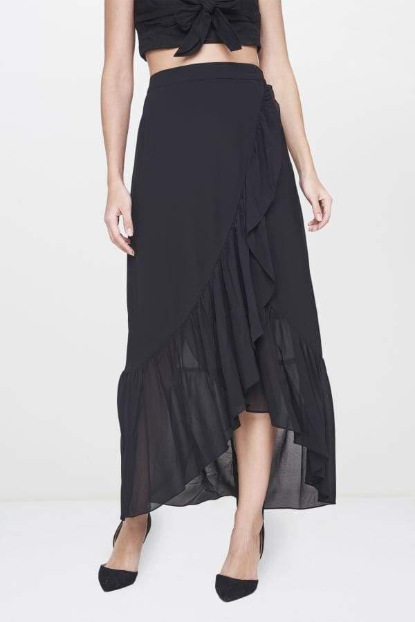 AND Black Ruffle Tulip Skirt (Size: 10, TN18AT086SKPG) in