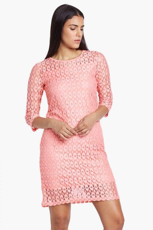 princess polly baby blue dress Fayth lace bodycon dress in coral red, Women's Fashion, Dresses & Sets,  Dresses on Carousell main image 0