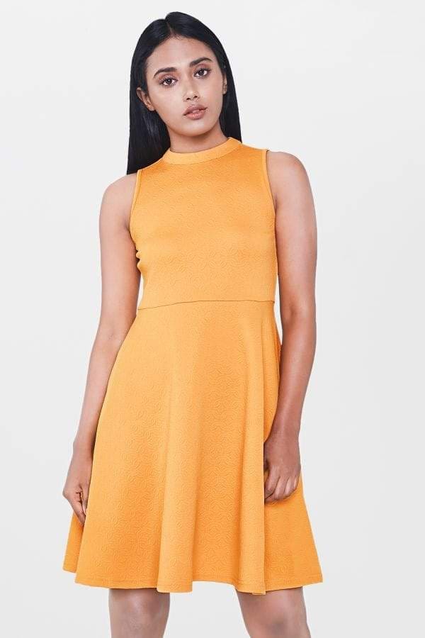 AND Mustard Fit & Flare Dress (Size: 14, SS18AB172DRJ5) in Kolkata at   2,111 -  2,199 by Dil Bahar 2 Dresses - Justdial