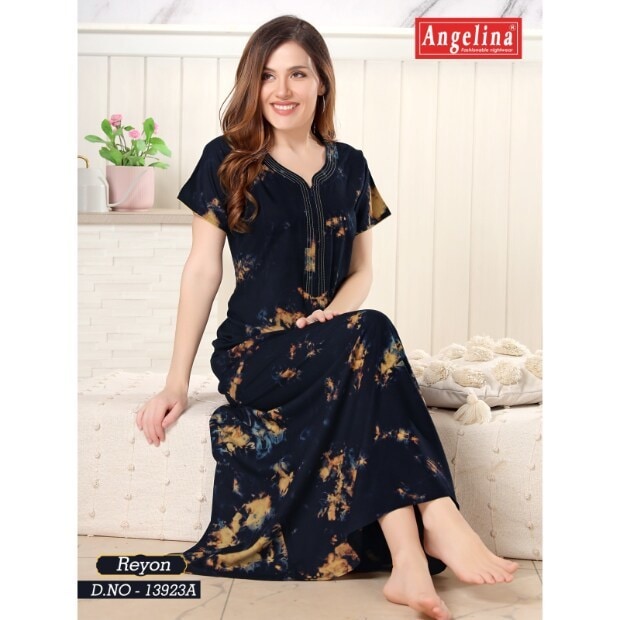 Angelina Rayon Printed Nighty For Womens (13923A) in Mumbai at