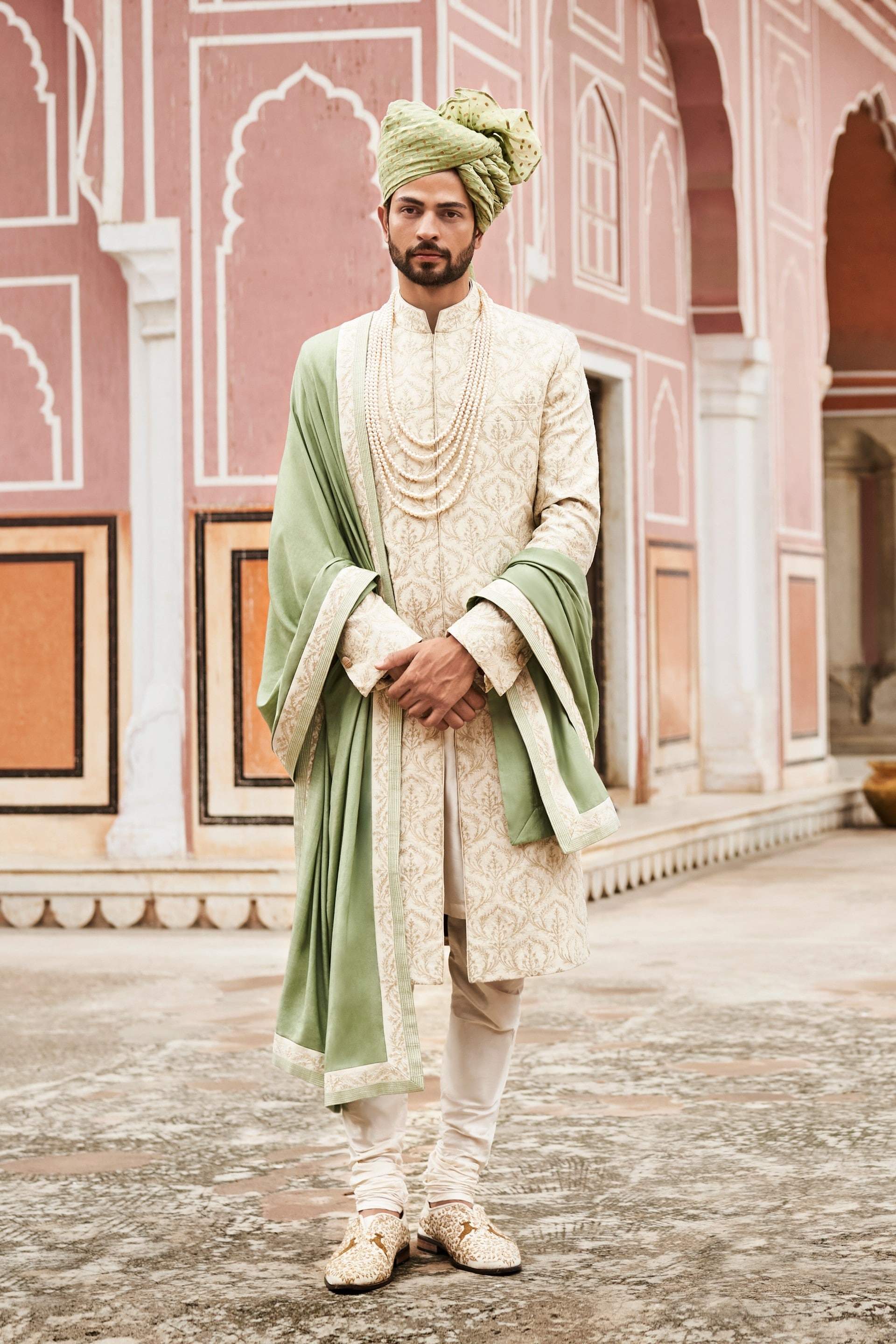 Anita Dongre Mens Karanj Safa (Sage Green) in Delhi at ₹ 15,423