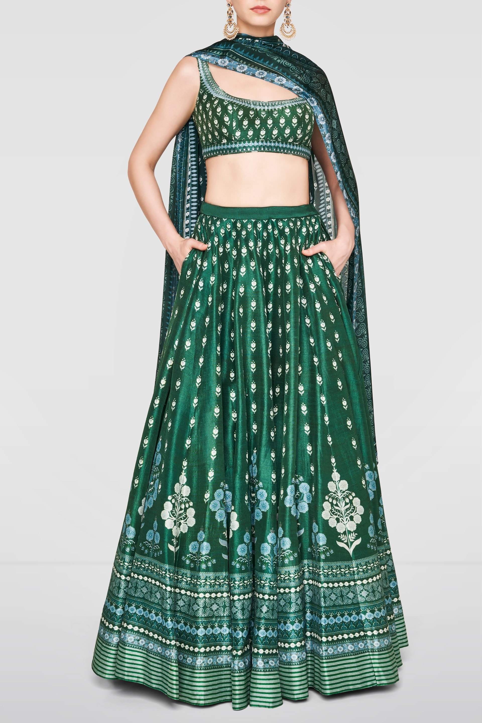 Anita Dongre Womens Gulika Lehenga (L, Green) in Gurgaon at