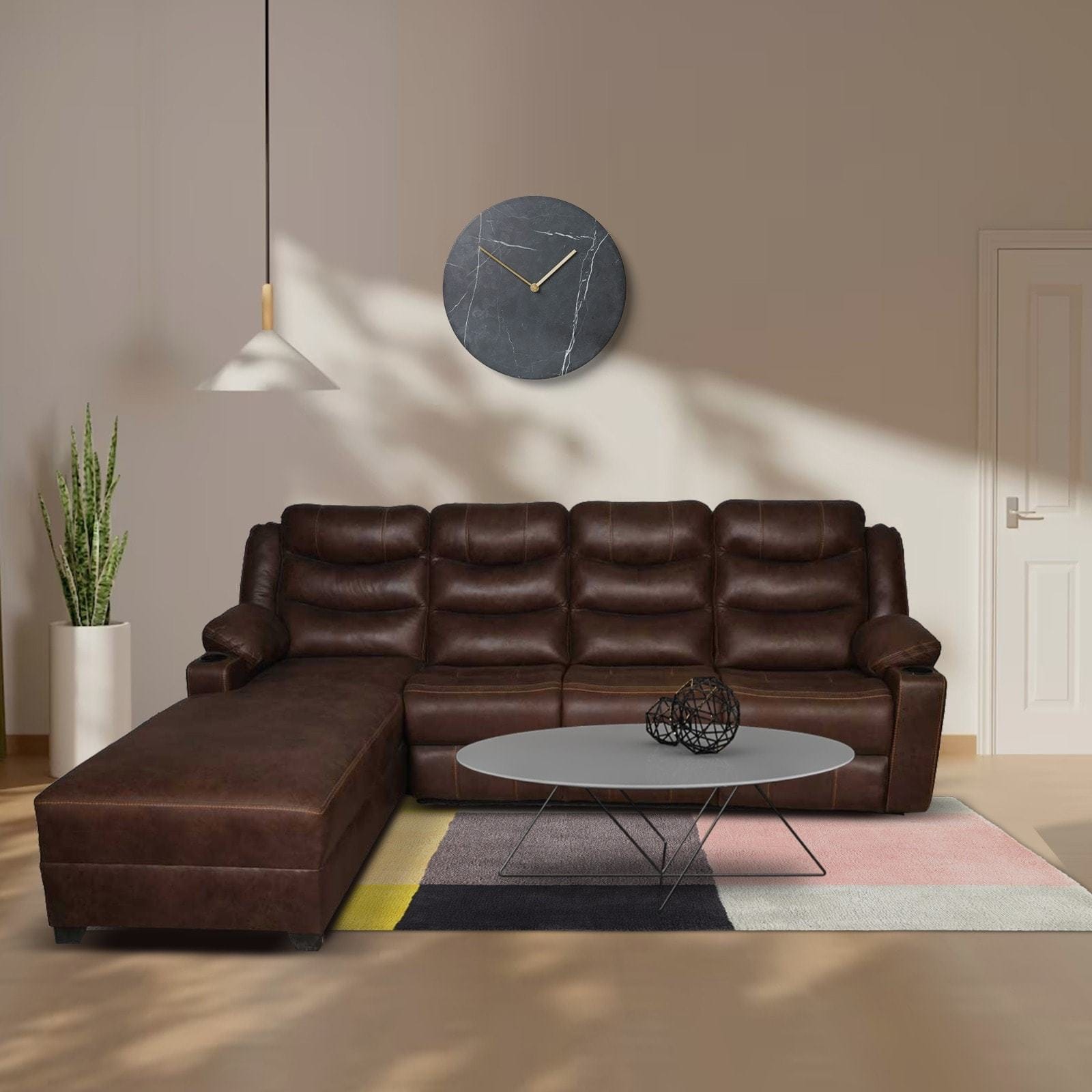 Anu Furniture Jasmine Lounger Sofa Set (Dark Brown) in Hyderabad