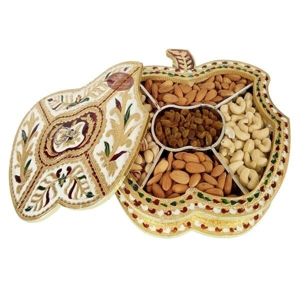 Apple shaped Handmade Meenakari EMPTYx Dry Fruit Box BIGGEST