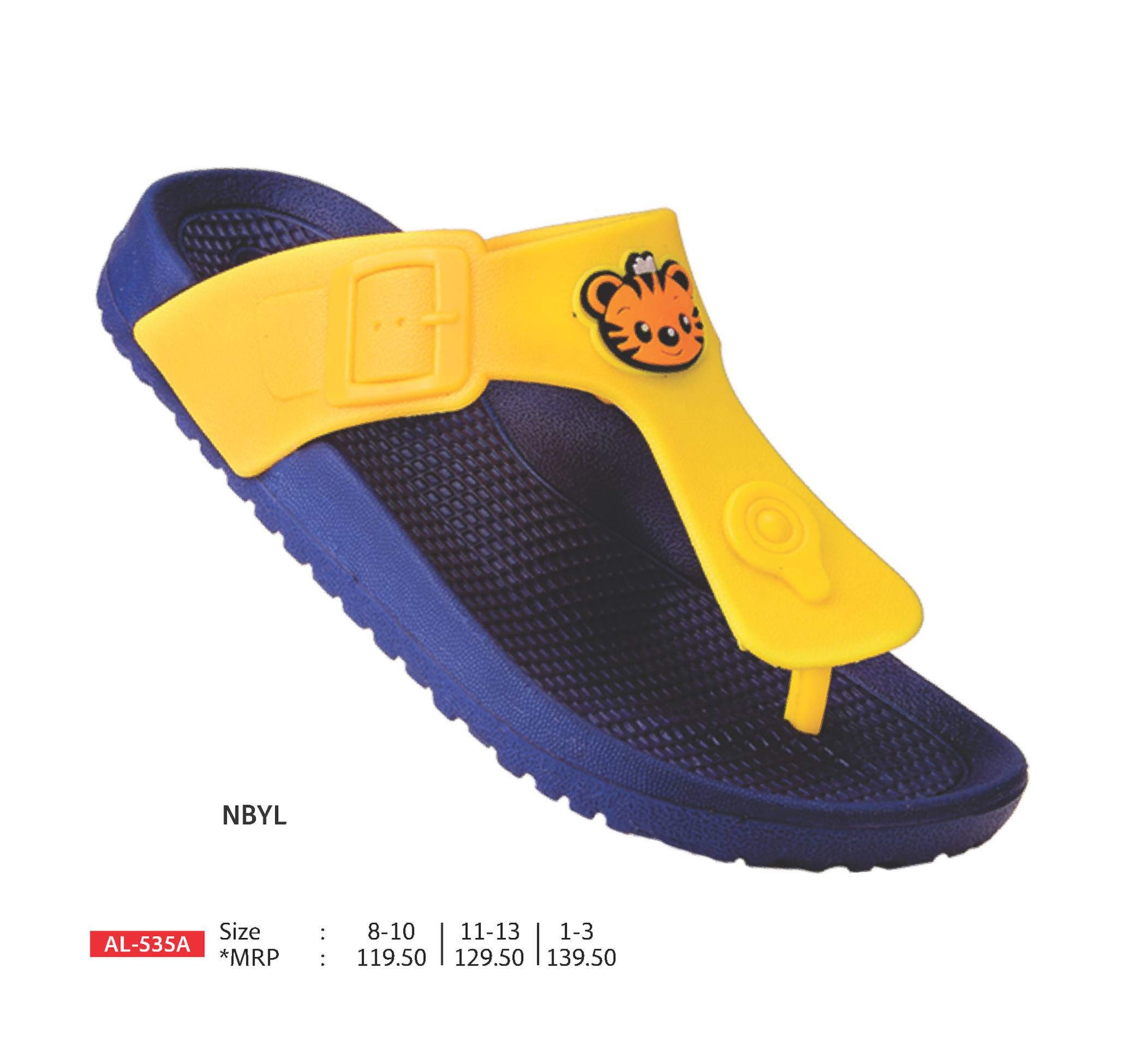Aqualite Eva AL-535A (NBYL) Kids Slipper (Navy Blue, Yellow, 1-3