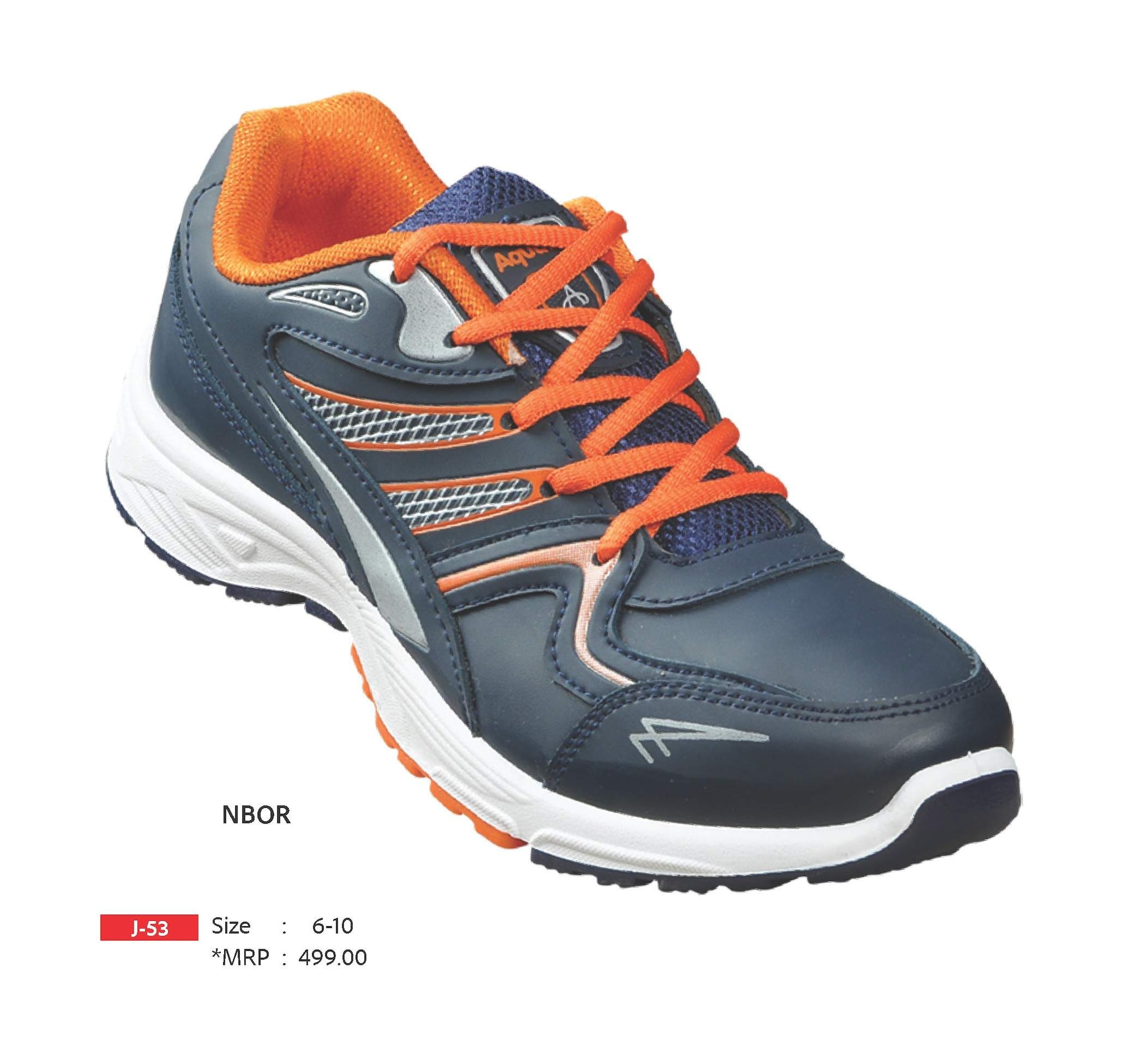 Aqualite J-53 Sports Shoes (Navy Blue, Orange, 6-10) in Ernakulam