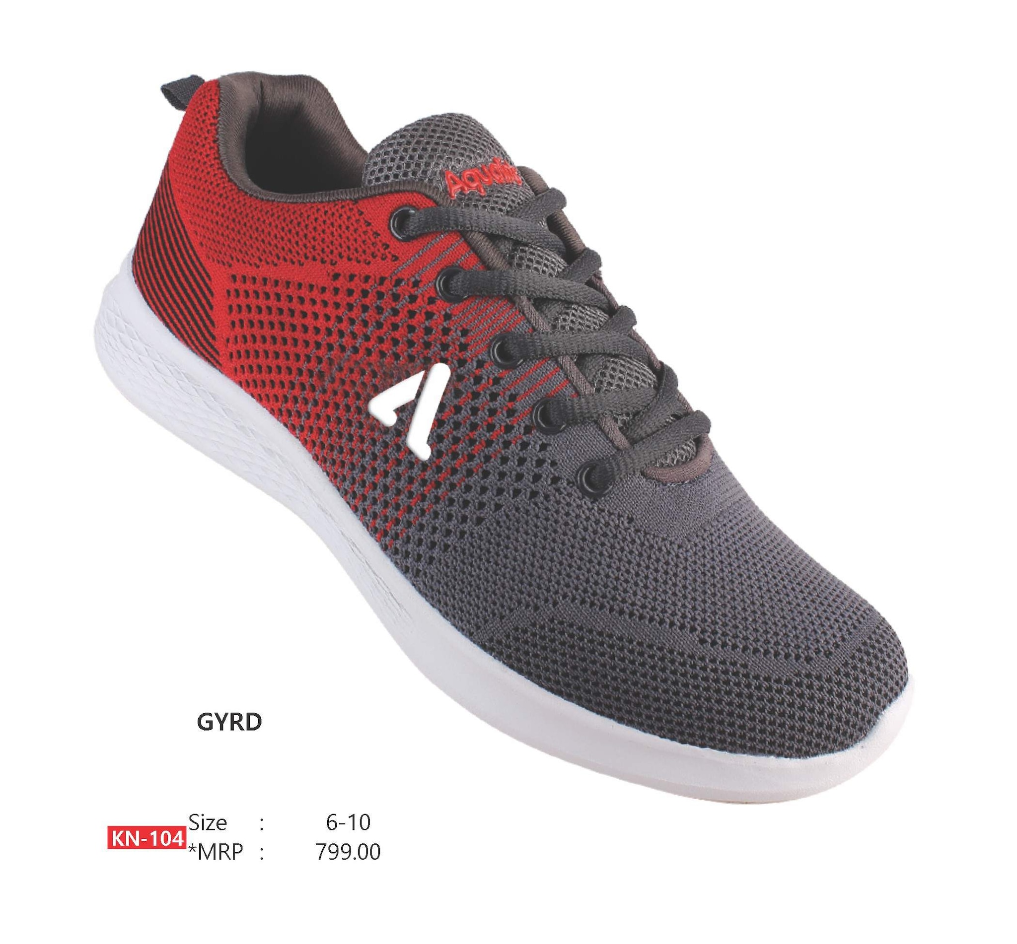 Aqualite KN-104 Sports Shoes (Grey, Red, 6-10) in Coimbatore at